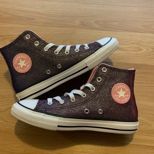 BRAND NEW pink glittered converse
